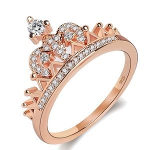 Rose Gold Ladies Princess/Queen Diamond Crown Ring